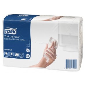 Hndkldeark, Tork H2 Universal, 2-lags, Z-fold, 23,4x21,3cm, 7,8 cm, hvid, blandingsfibre
