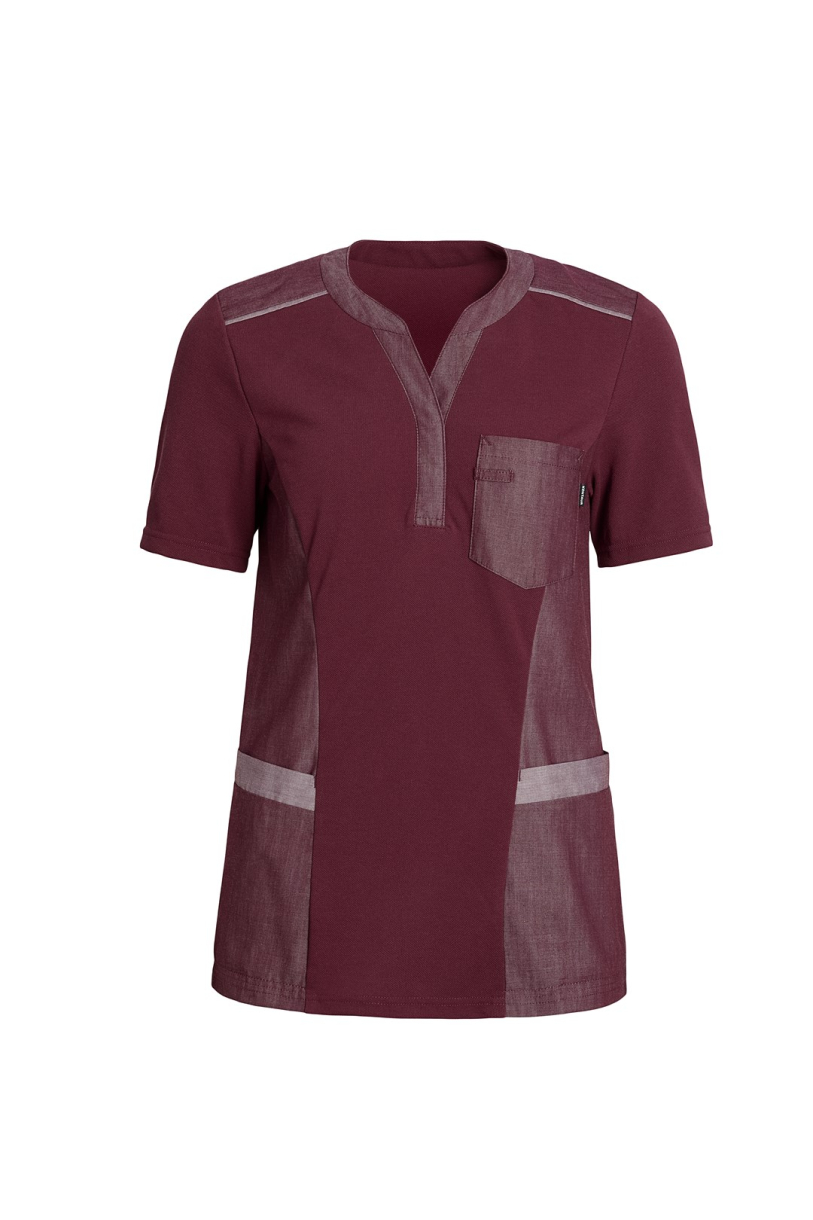 Dame Pigue Shirt V-Hals Bordeaux